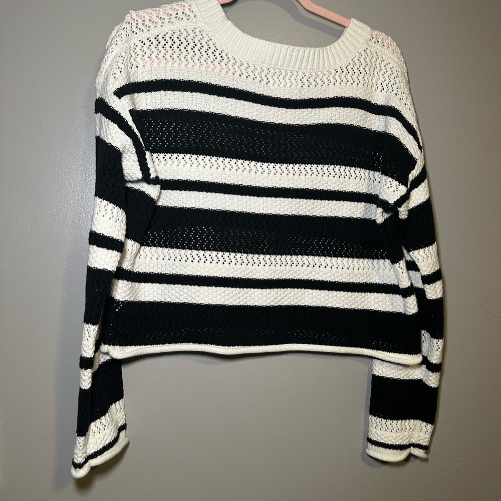 Gypsy Cloud Striped Crewneck Sweater in Black and White